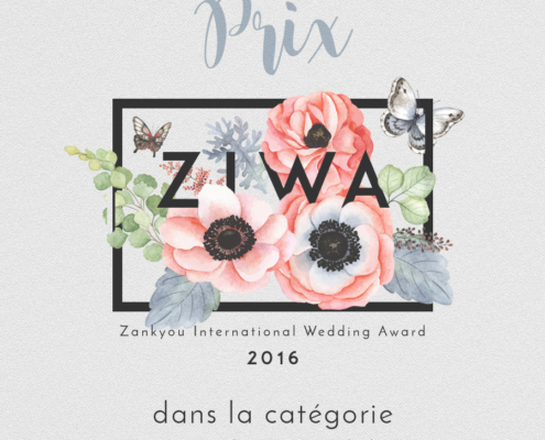 Récompense ZIWA - Zankyou International Wedding Awards de 2016 des meilleurs wedding planner de votre région